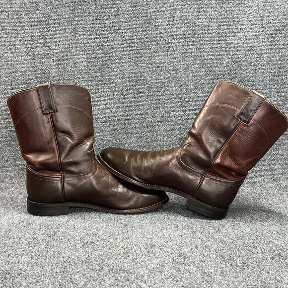 Justin Classic Roper Western Boots Men's Size 11D Brown Leather Pull On Cowboy - Picture 9 of 16